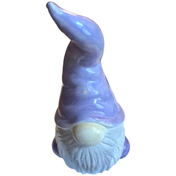 Hand-Painted GNOME Ceramic Decor Pastel Lilac 8.75" tall Whimsical - Picture 3 of 14